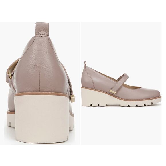 Alma Mary Jane Wedge Pump 9M NEW Champagne Leather COmfort - Picture 3 of 7